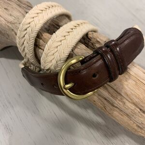 Coach Bone 3856 Brown and Cream Braided Belt